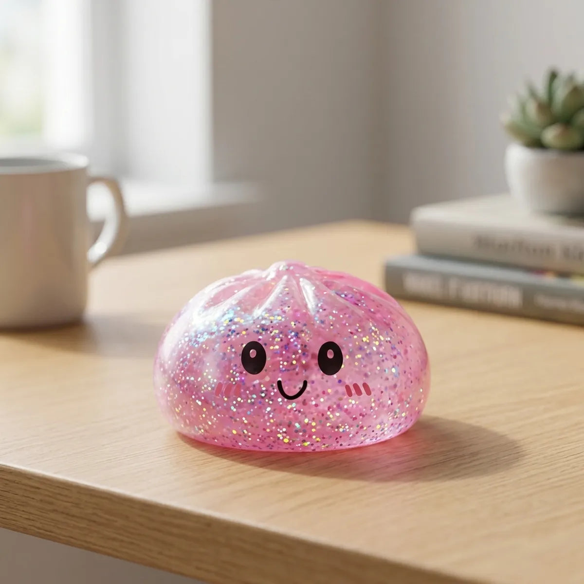 Kawaii Pink Glitter Dumpling Squishy — squishy dumpling toy