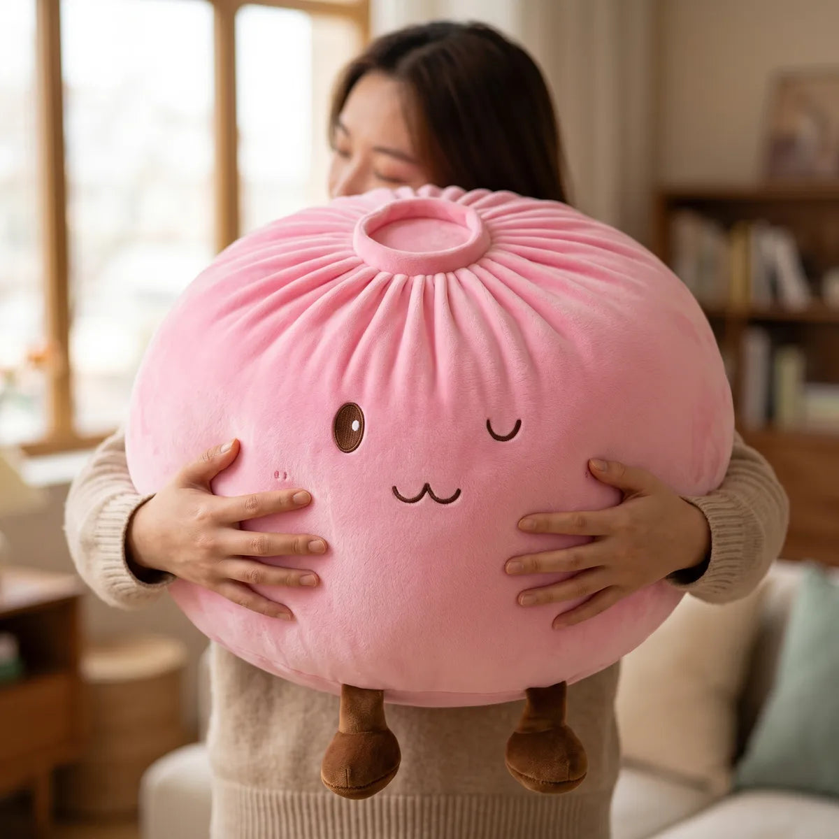 Cozy Pink Large Dumpling Squishy Toy — squishy dumpling toy