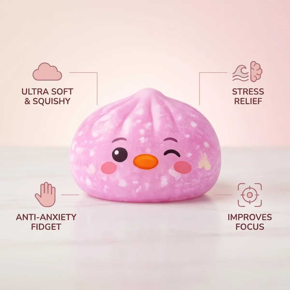 Candy Pink Penguin Dumpling Squishy — squishy dumpling toy