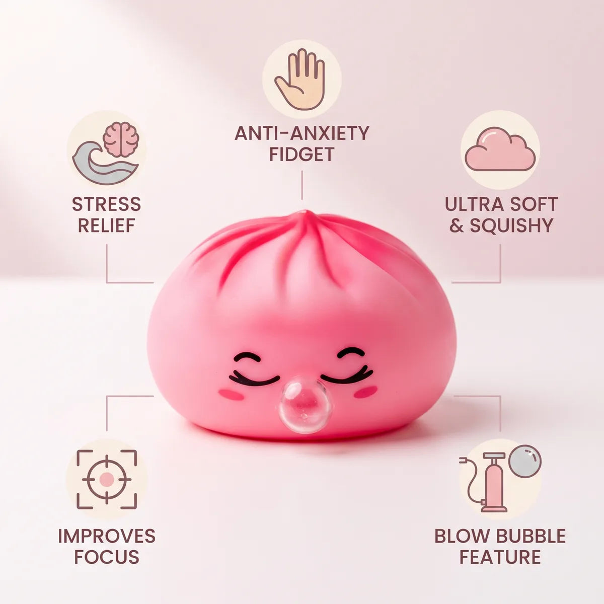 Blossom Pink Rare Blow Dumpling Squishy — squishy dumpling toy