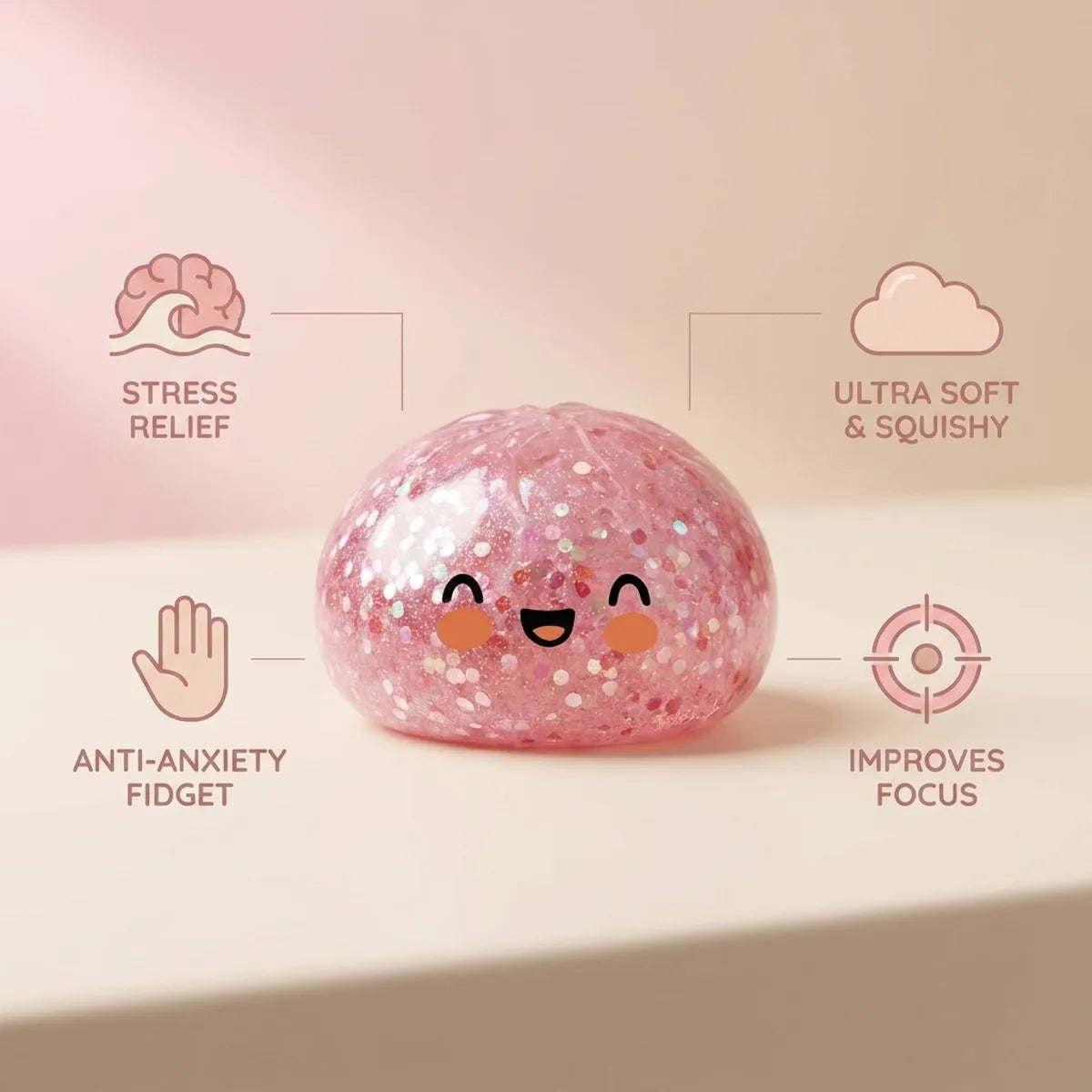 Bubblegum Pink Sparkle Dumpling Squishy — squishy dumpling toy