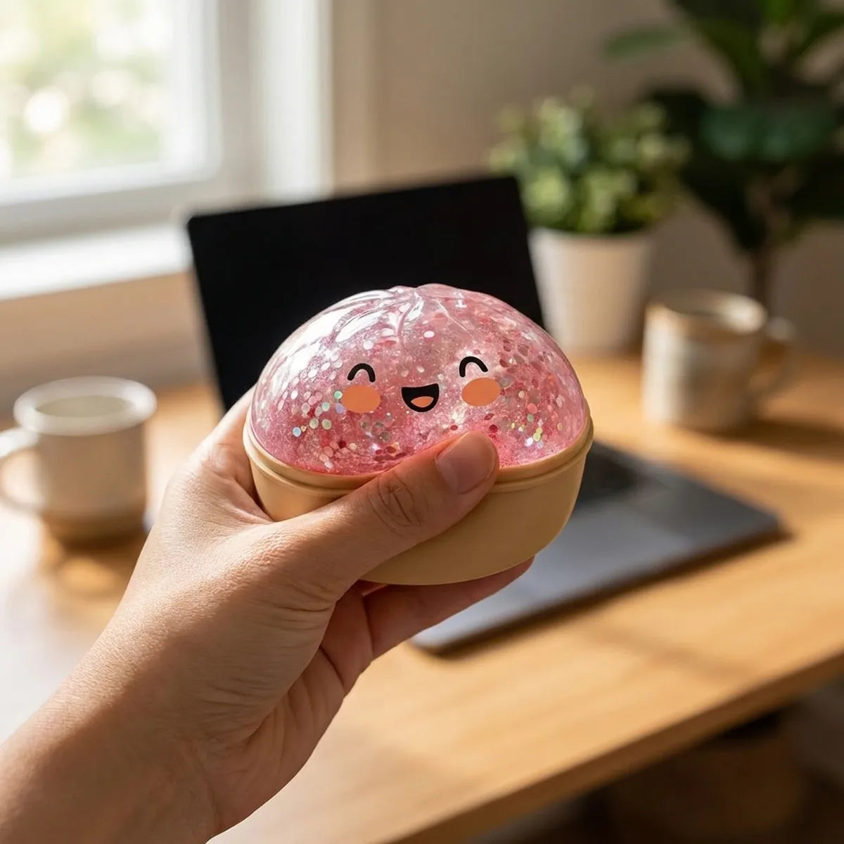 Bubblegum Pink Sparkle Dumpling Squishy — squishy dumpling toy