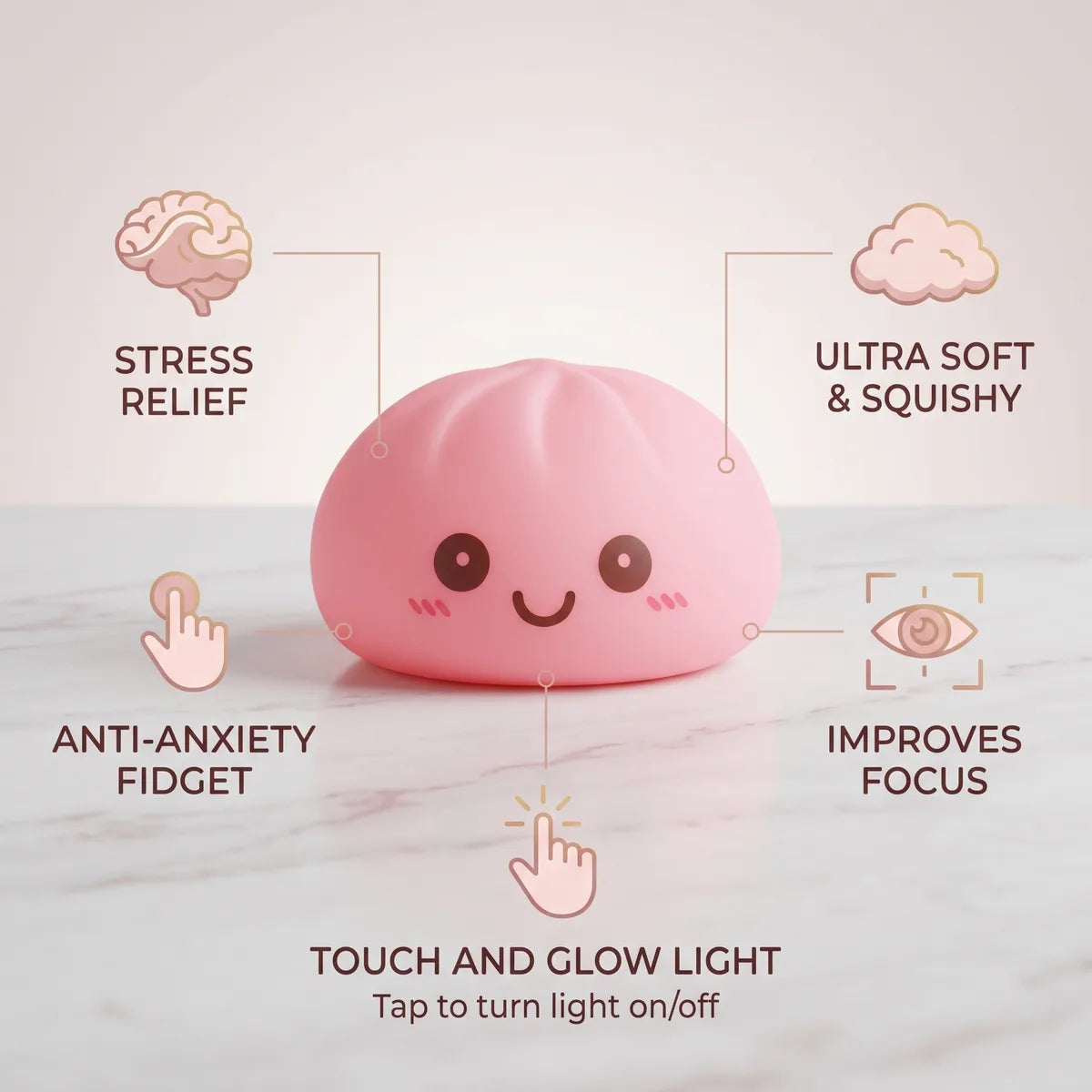 Dreamy Pink Squishy Dumpling Light — squishy dumpling toy
