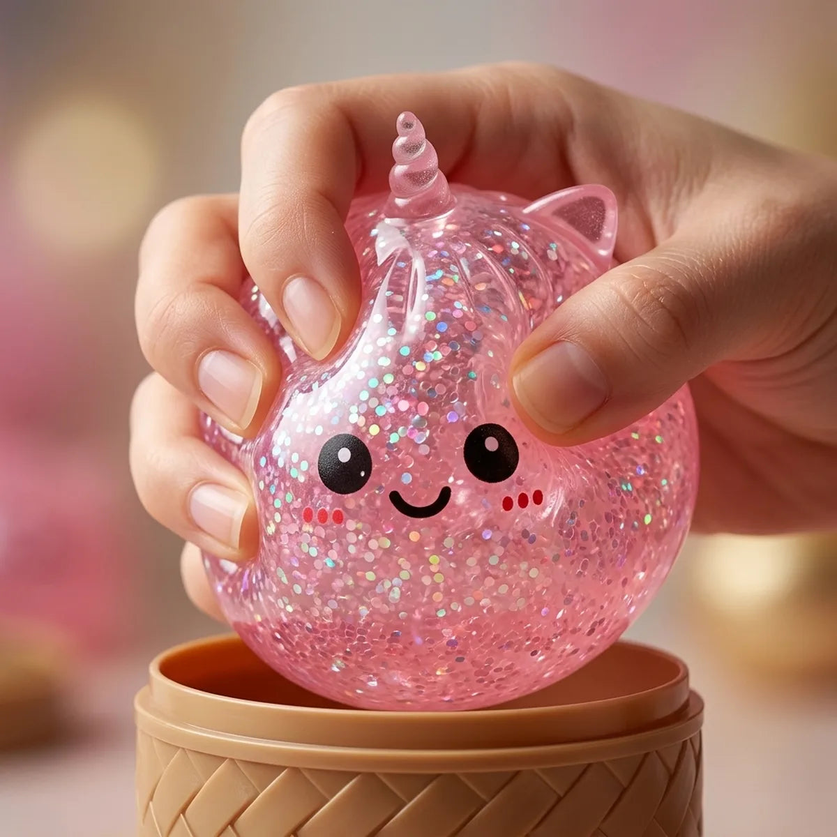 Enchanted Pink Unicorn Glitter Dumpling Squishy — squishy dumpling toy