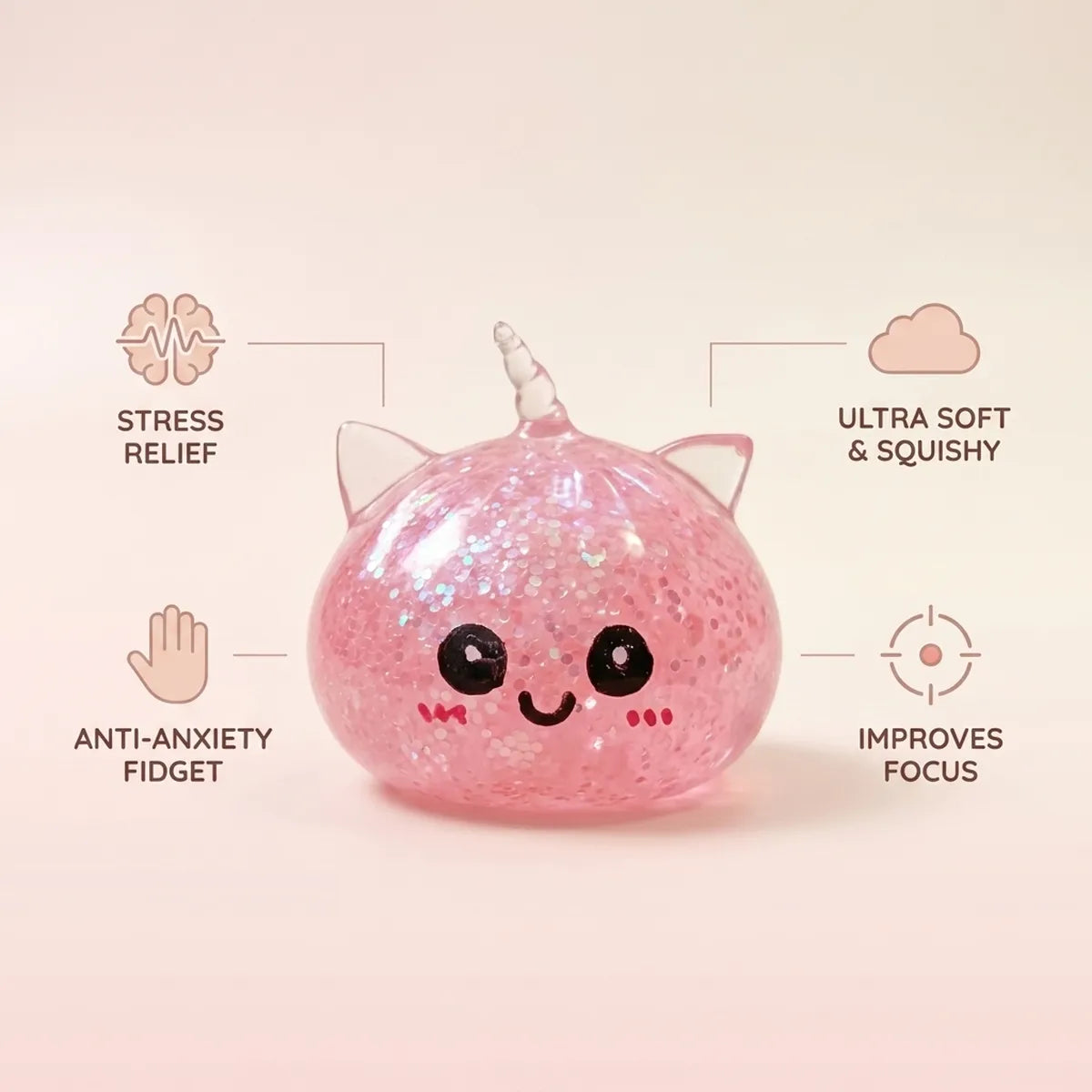 Enchanted Pink Unicorn Glitter Dumpling Squishy — squishy dumpling toy