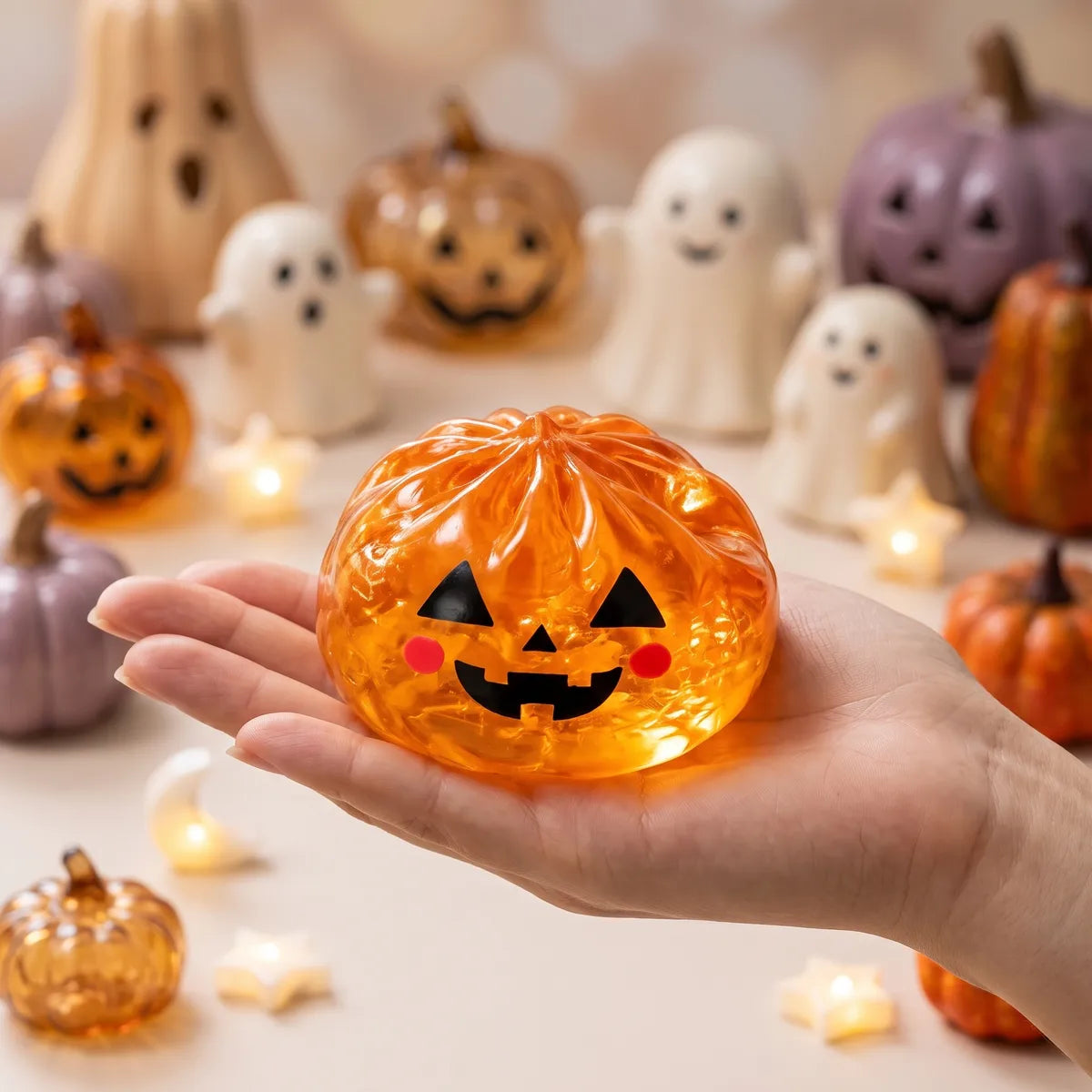Glowing Pumpkin Halloween Dumpling Squishy — squishy dumpling toy