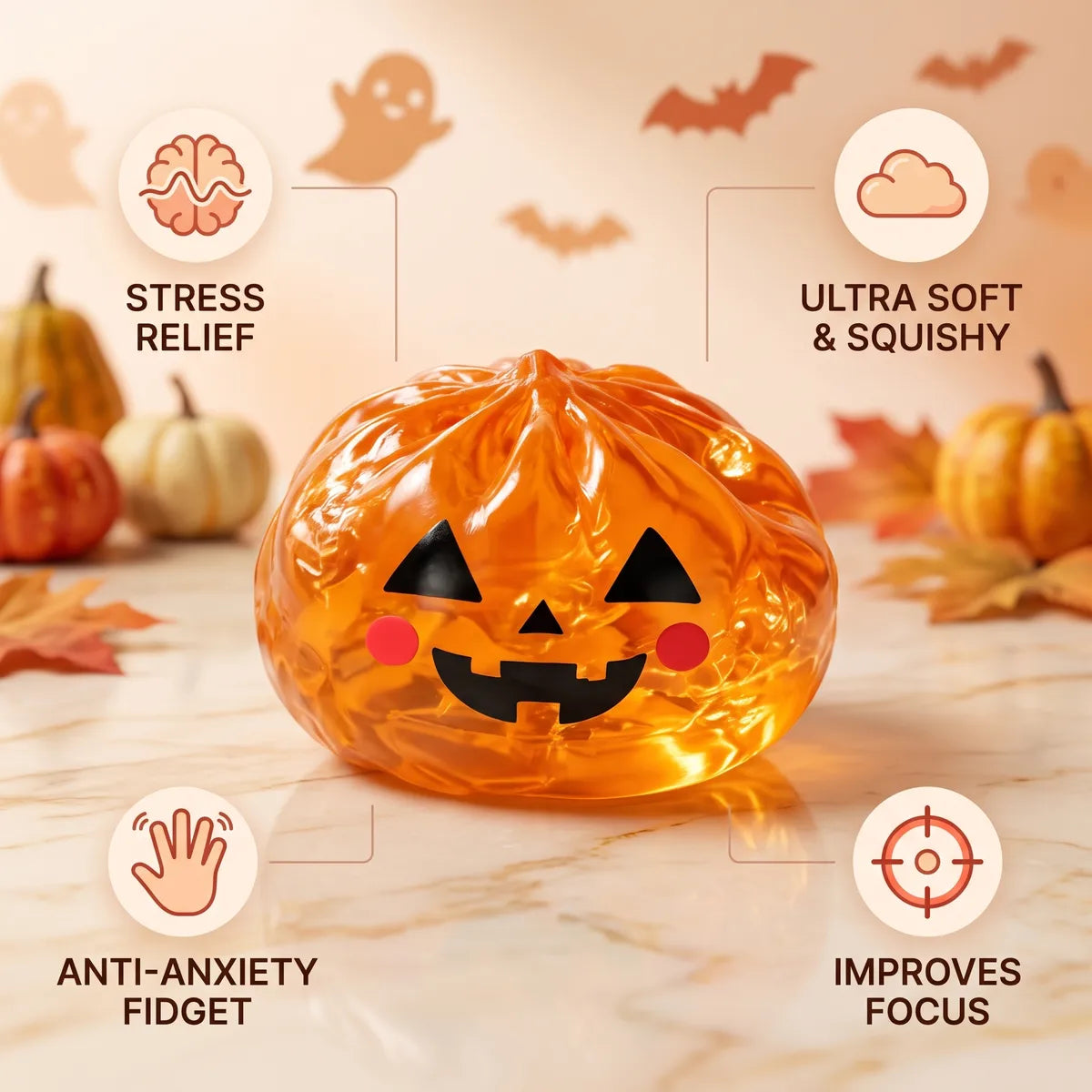 Glowing Pumpkin Halloween Dumpling Squishy — squishy dumpling toy