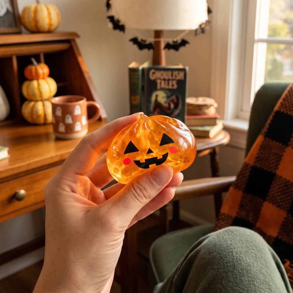 Glowing Pumpkin Halloween Dumpling Squishy — squishy dumpling toy