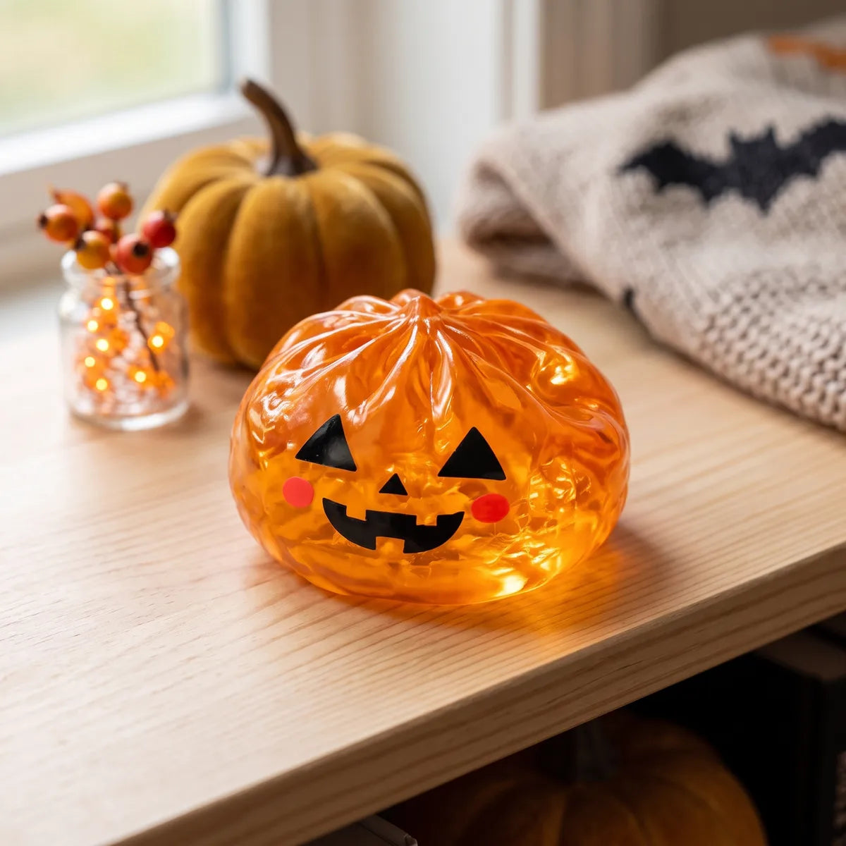 Glowing Pumpkin Halloween Dumpling Squishy — squishy dumpling toy