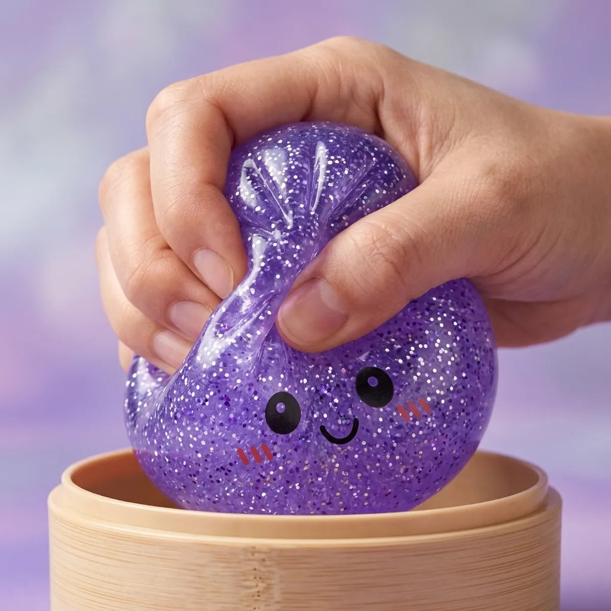 Dreamy Purple Glitter Dumpling Squishy — squishy dumpling toy