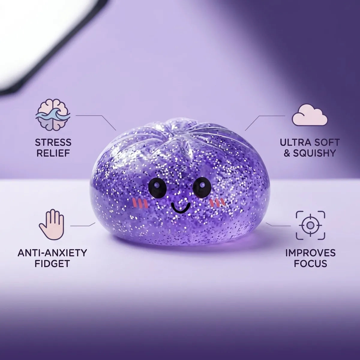 Dreamy Purple Glitter Dumpling Squishy — squishy dumpling toy