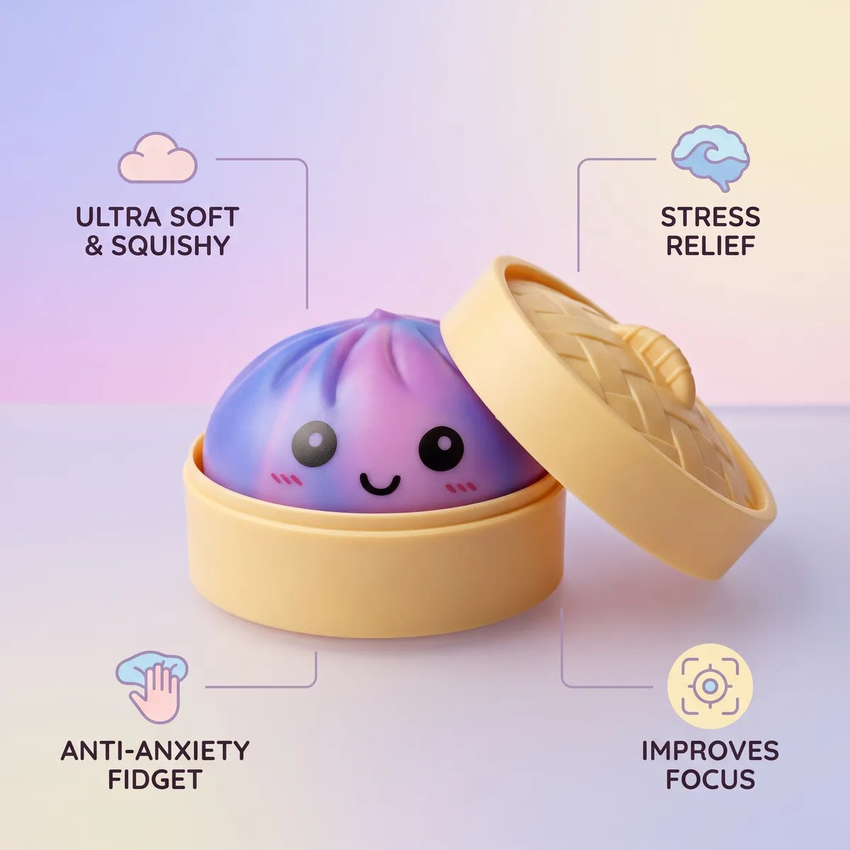 Dreamy Purple Tie Dye Dumpling Squishy — squishy dumpling toy