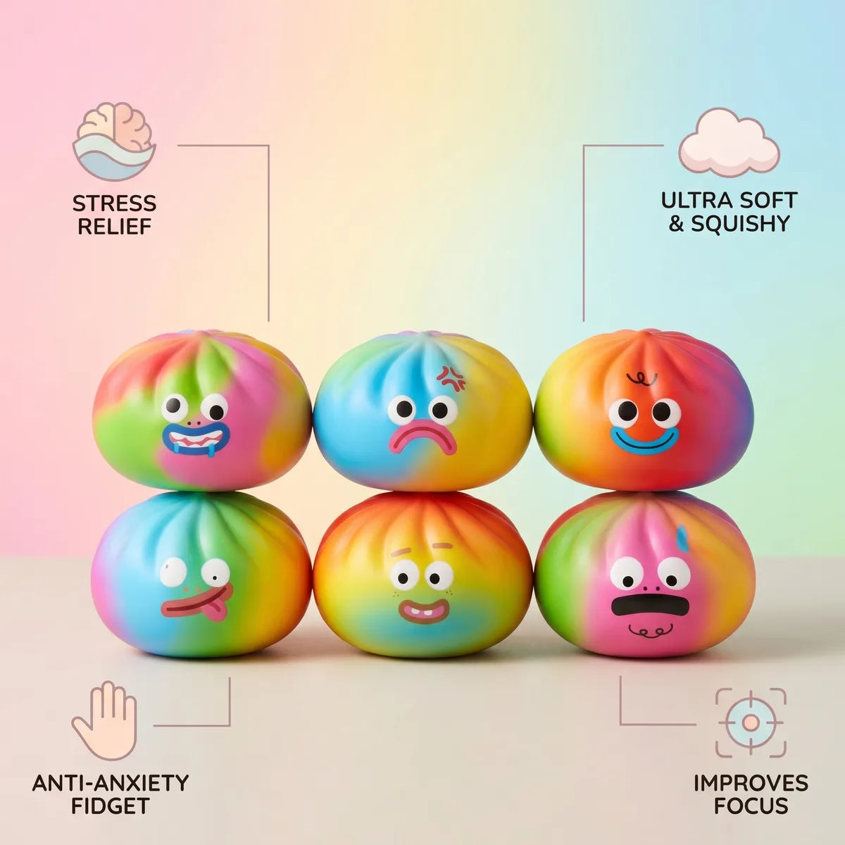 Vibrant Rainbow Mystery Squishy Dumplings — squishy dumpling toy