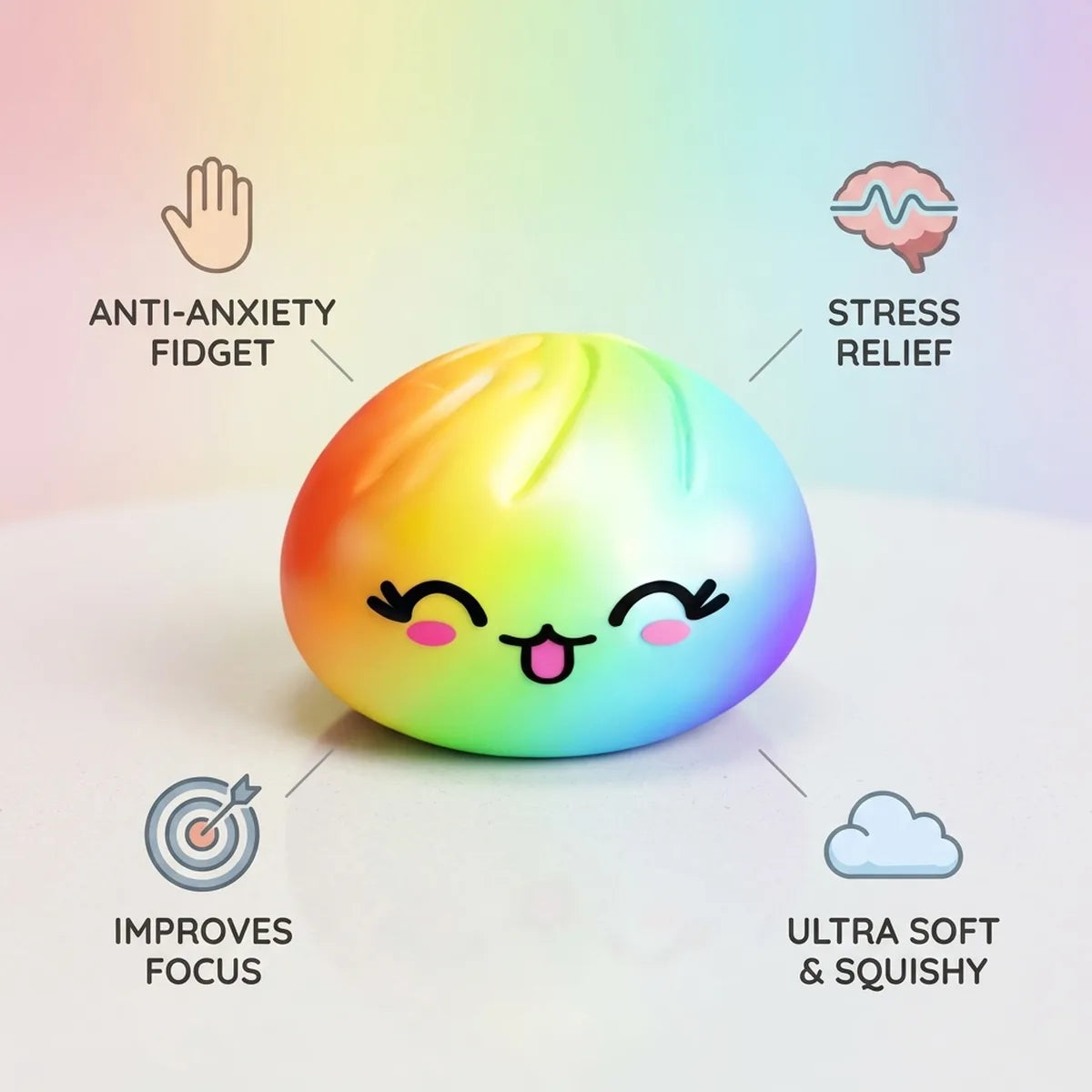 Colorful Rare Rainbow Dumpling Squishy — squishy dumpling toy