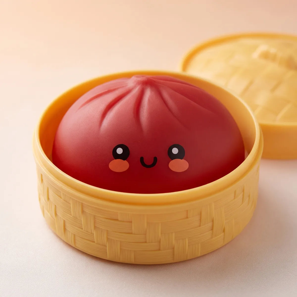 Fluffy Red Dumpling Squishy Bun — squishy dumpling toy