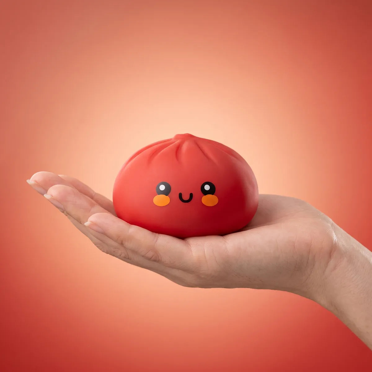 Fluffy Red Dumpling Squishy Bun — squishy dumpling toy