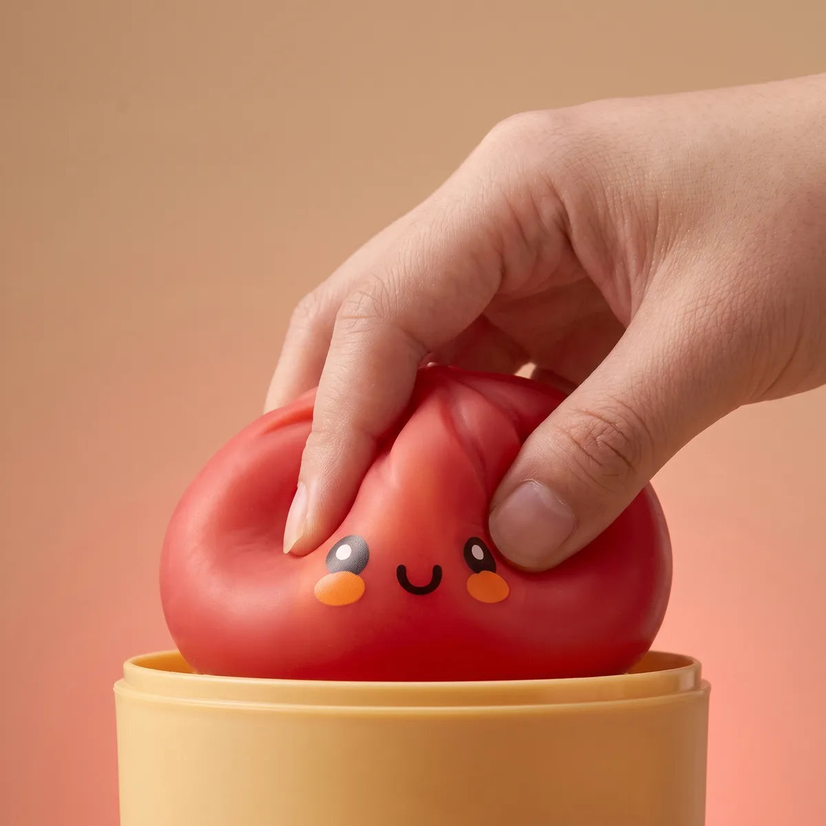 Fluffy Red Dumpling Squishy Bun — squishy dumpling toy