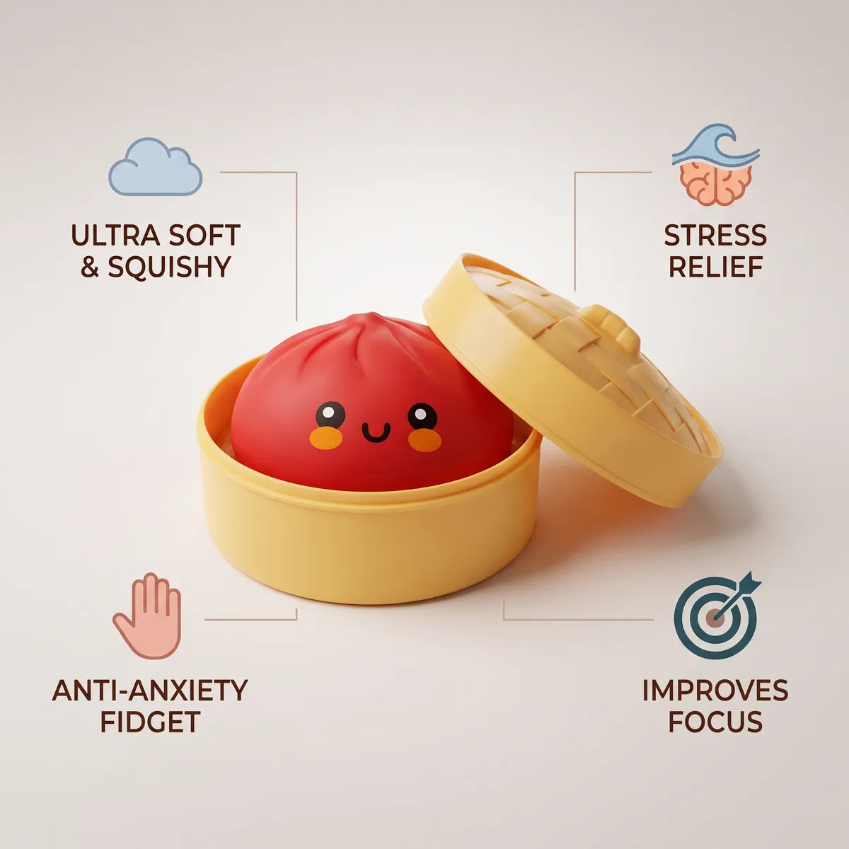 Fluffy Red Dumpling Squishy Bun — squishy dumpling toy