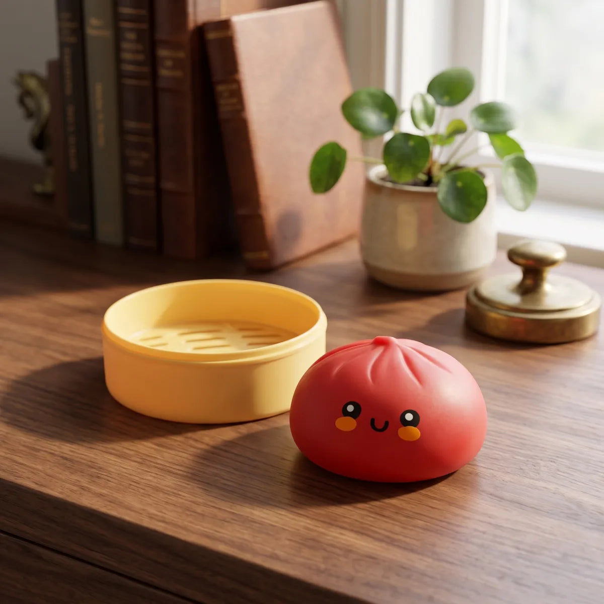 Fluffy Red Dumpling Squishy Bun — squishy dumpling toy