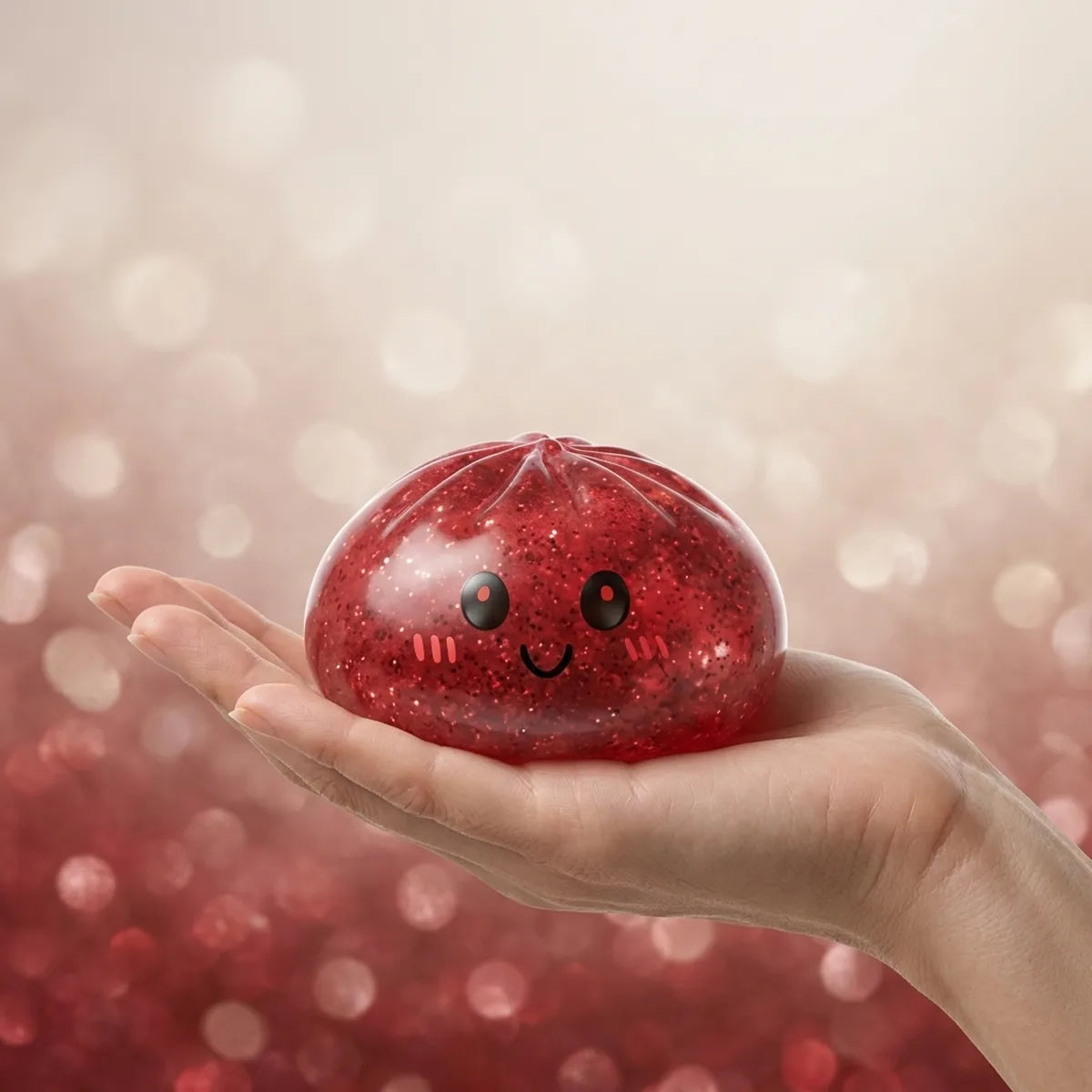 Lucky Red Glitter Dumpling Squishy — squishy dumpling toy