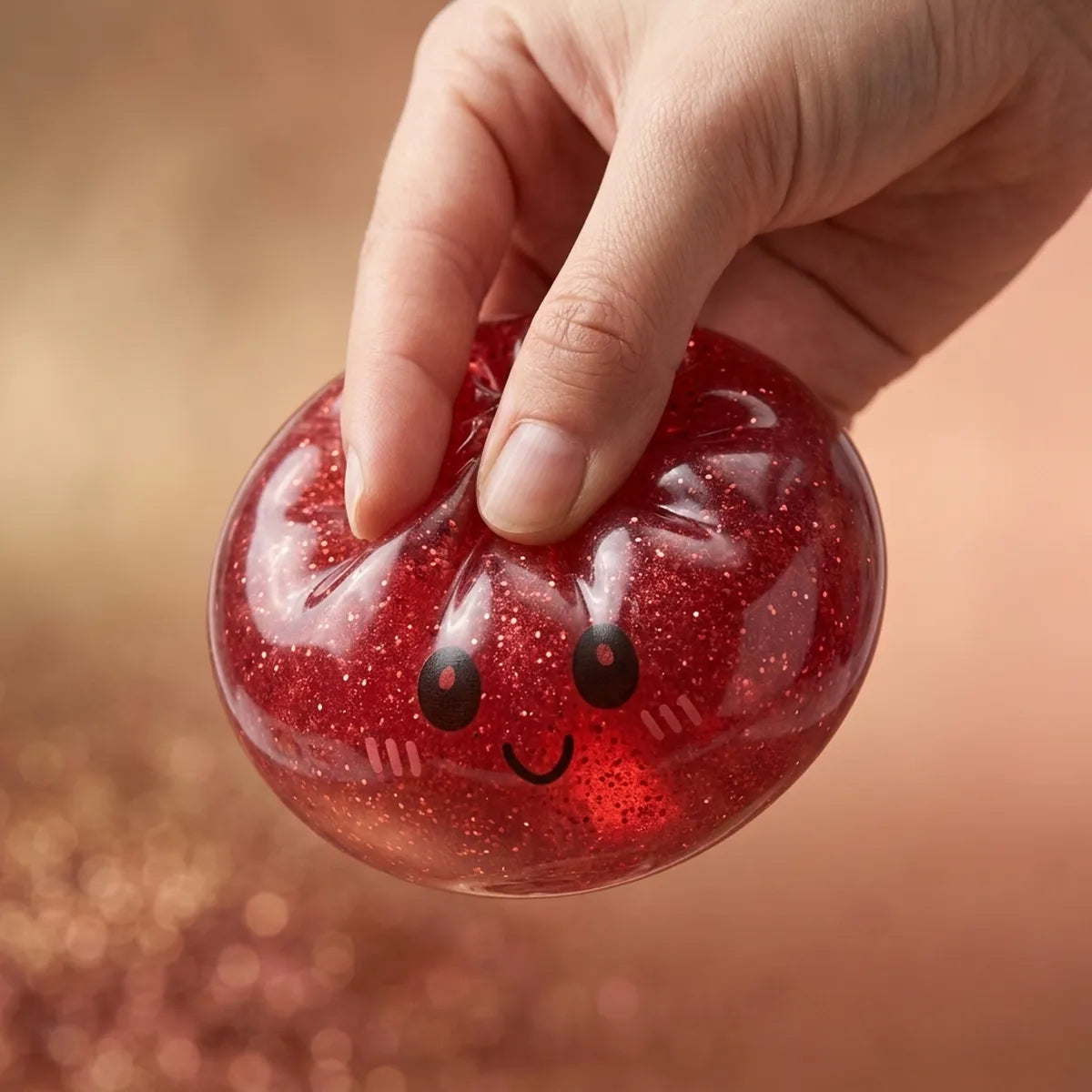 Lucky Red Glitter Dumpling Squishy — squishy dumpling toy