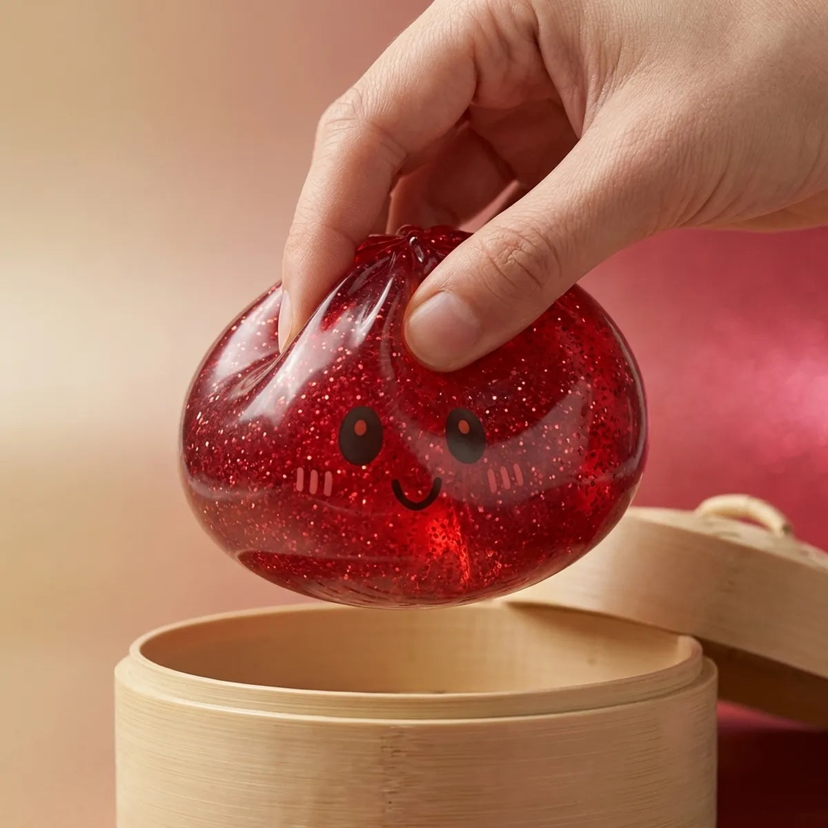 Lucky Red Glitter Dumpling Squishy — squishy dumpling toy