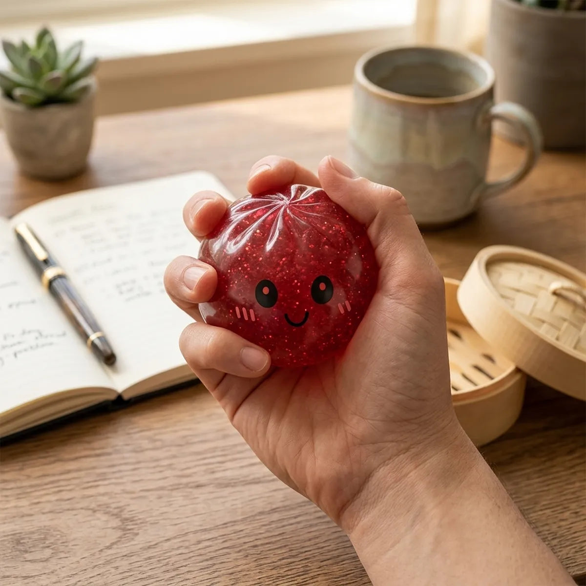 Lucky Red Glitter Dumpling Squishy — squishy dumpling toy
