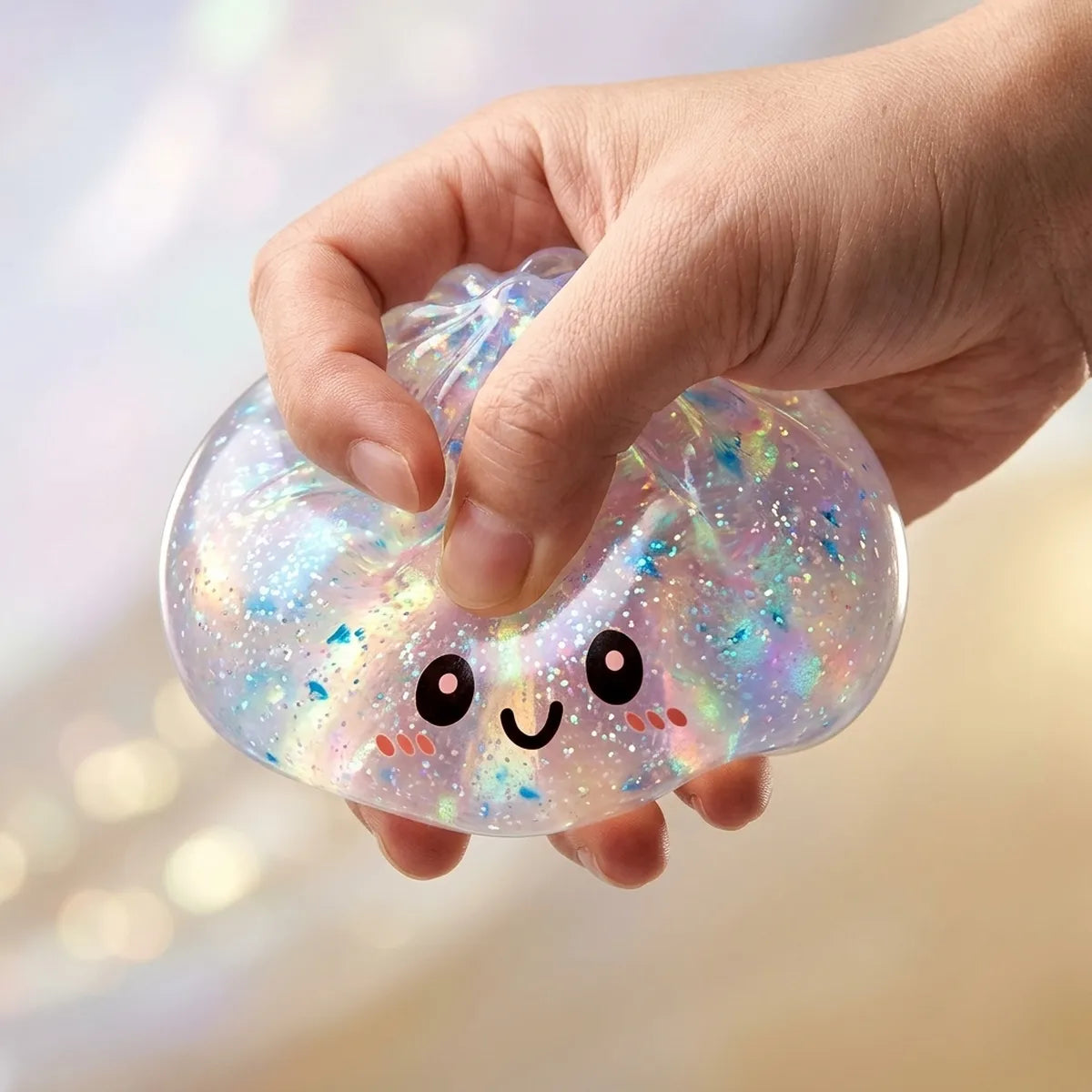Shiny Silver Glitter Dumpling Squishy — squishy dumpling toy