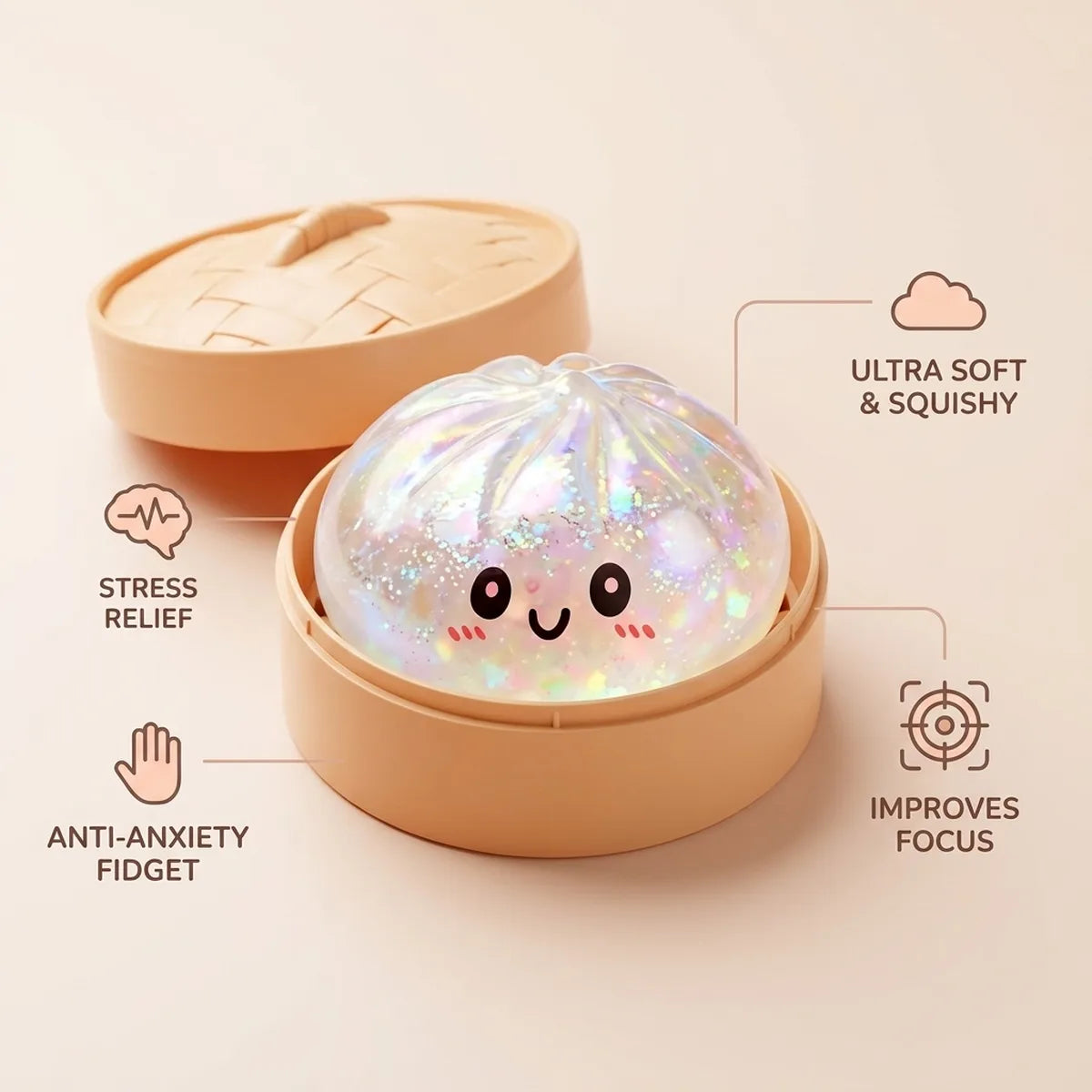 Shiny Silver Glitter Dumpling Squishy — squishy dumpling toy