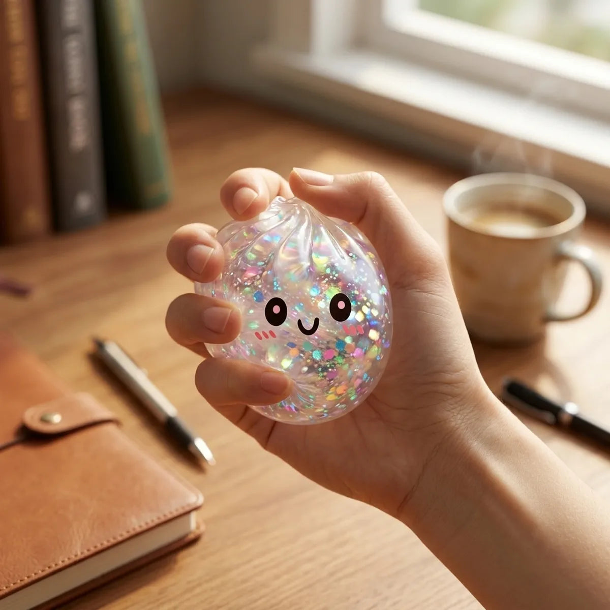Shiny Silver Glitter Dumpling Squishy — squishy dumpling toy