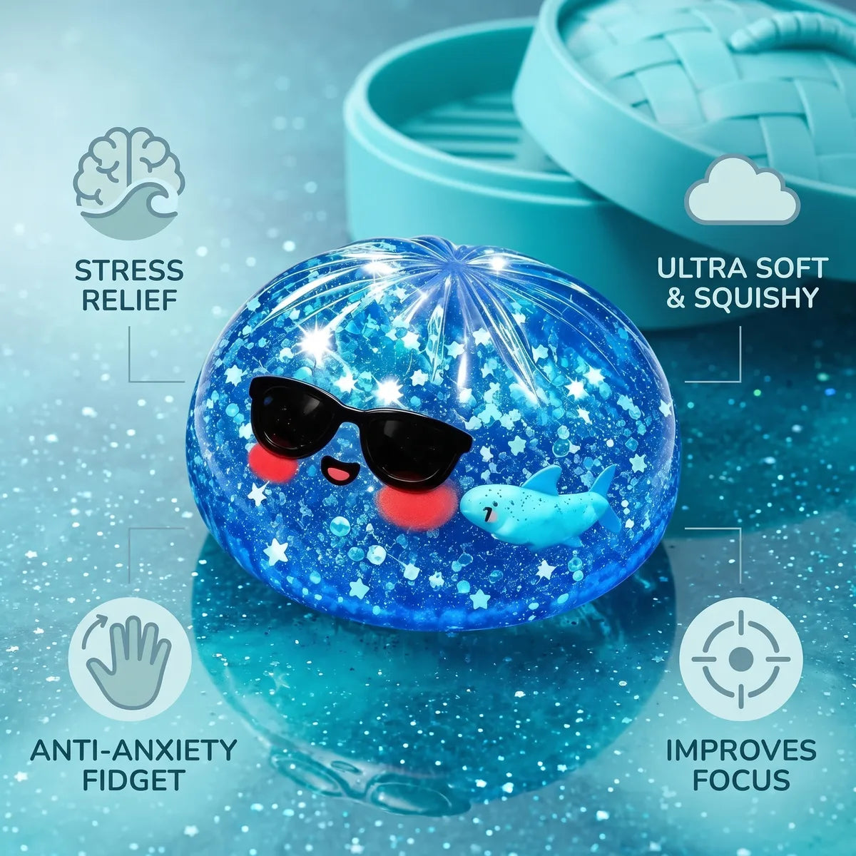 Cool Sparkle Sunglasses Dumpling Squishy — squishy dumpling toy
