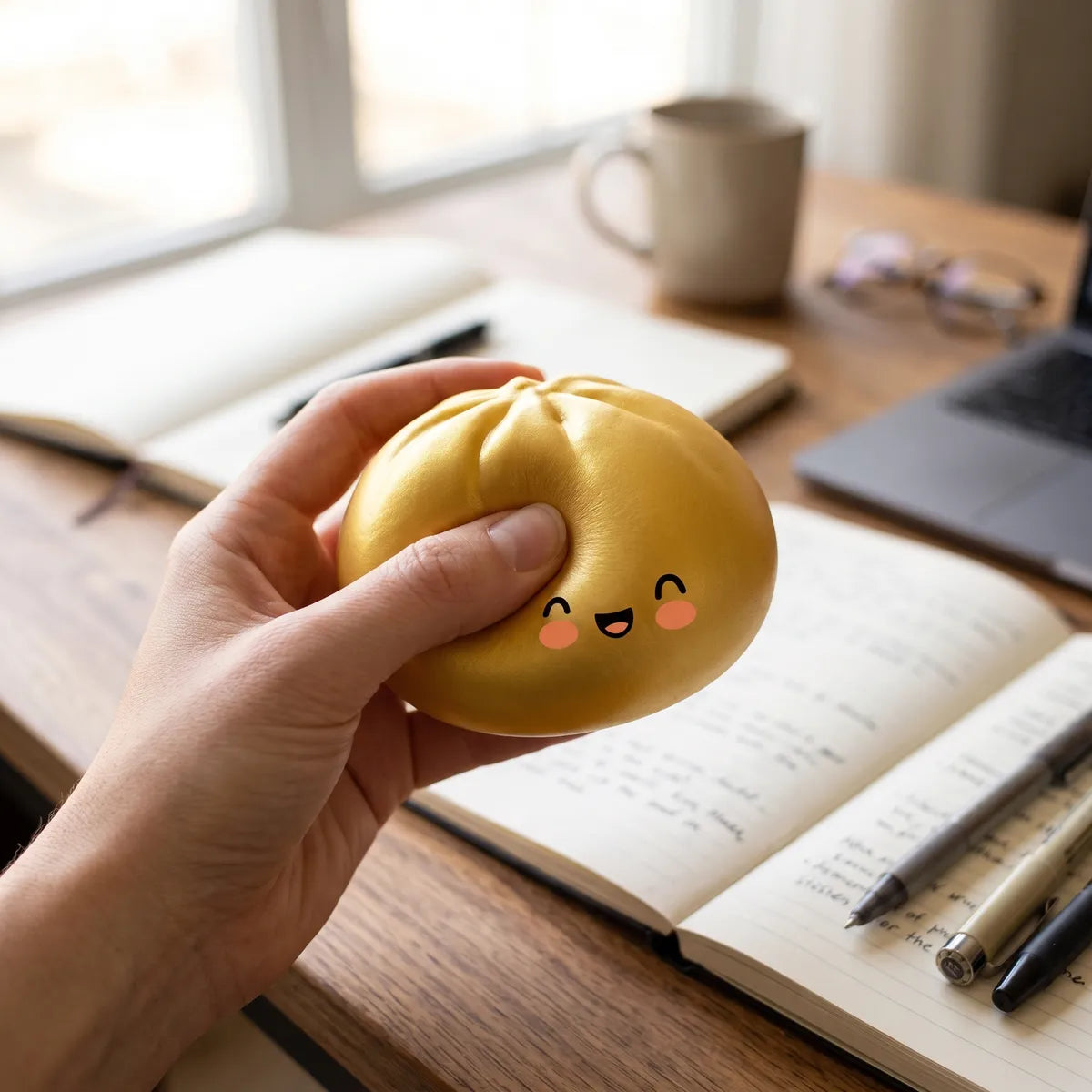 Lucky Golden Dumpling Squishy Bun — squishy dumpling toy