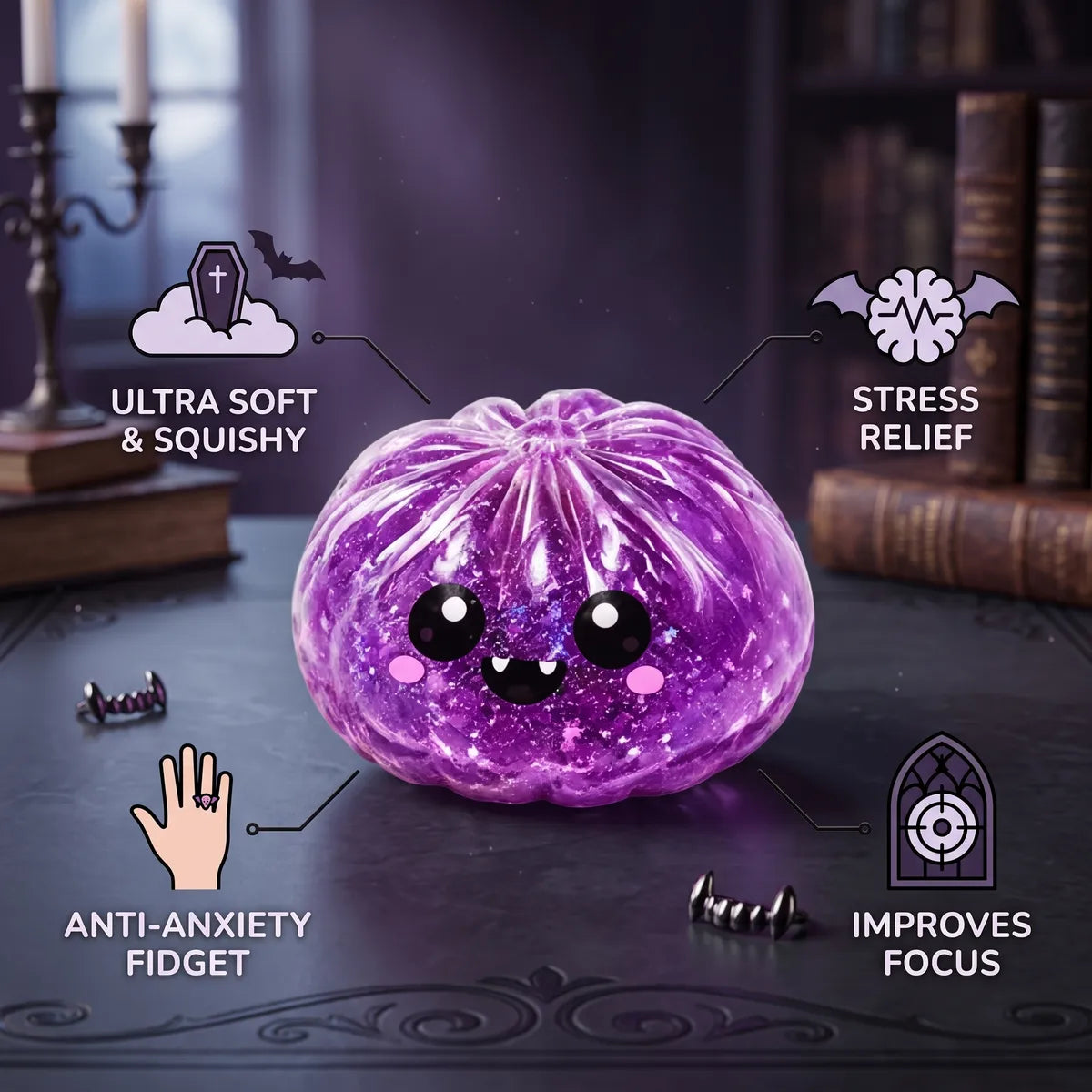 Fanged Vampire Halloween Dumpling Squishy — squishy dumpling toy