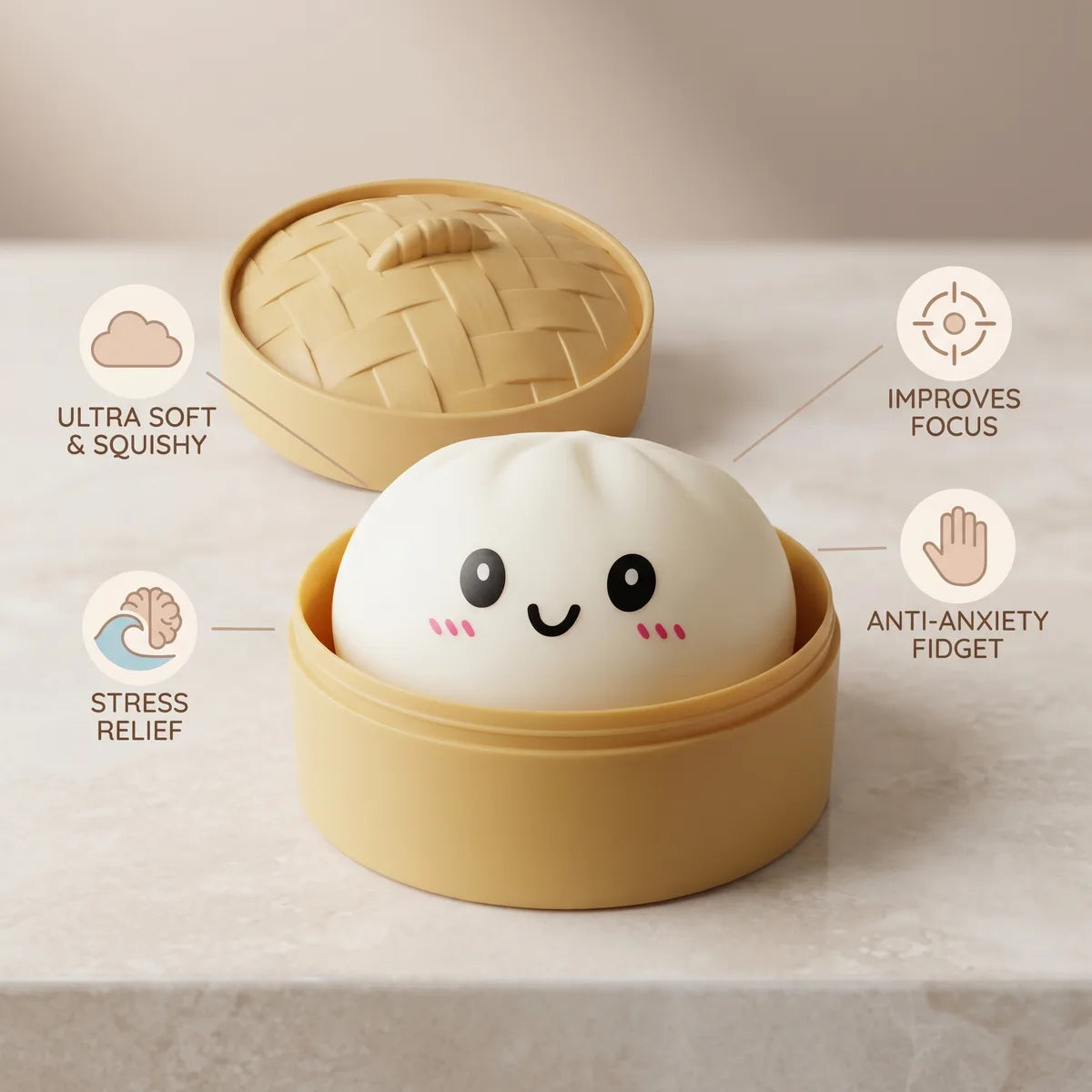 Snowy White Dumpling Squishy — squishy dumpling toy