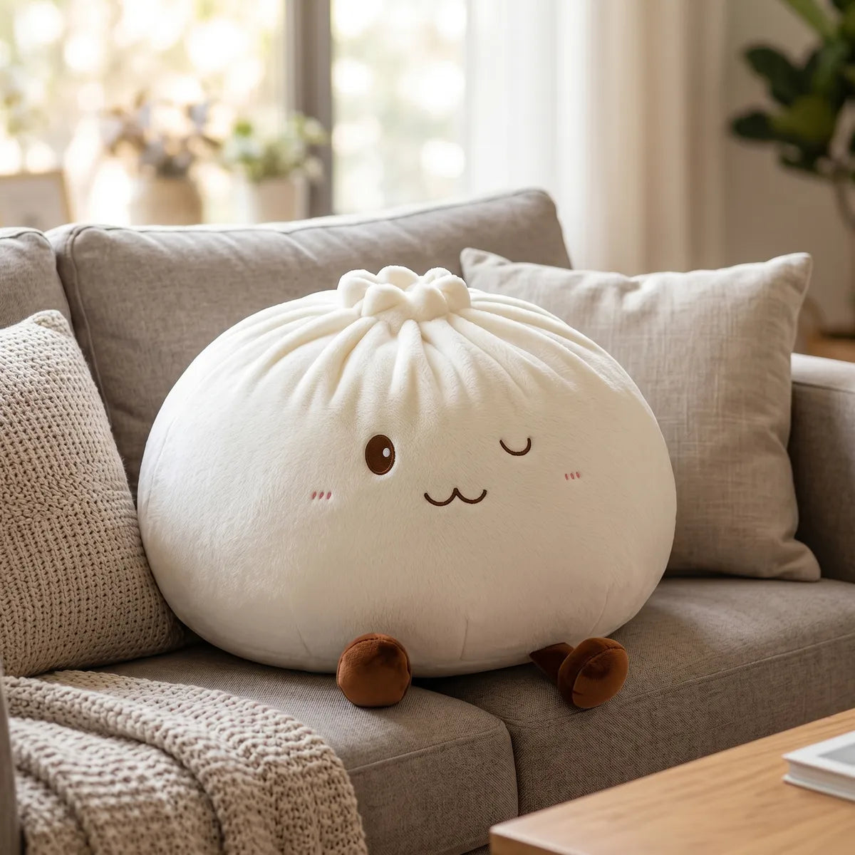 Huggable White Large Dumpling Squishy Toy — squishy dumpling toy
