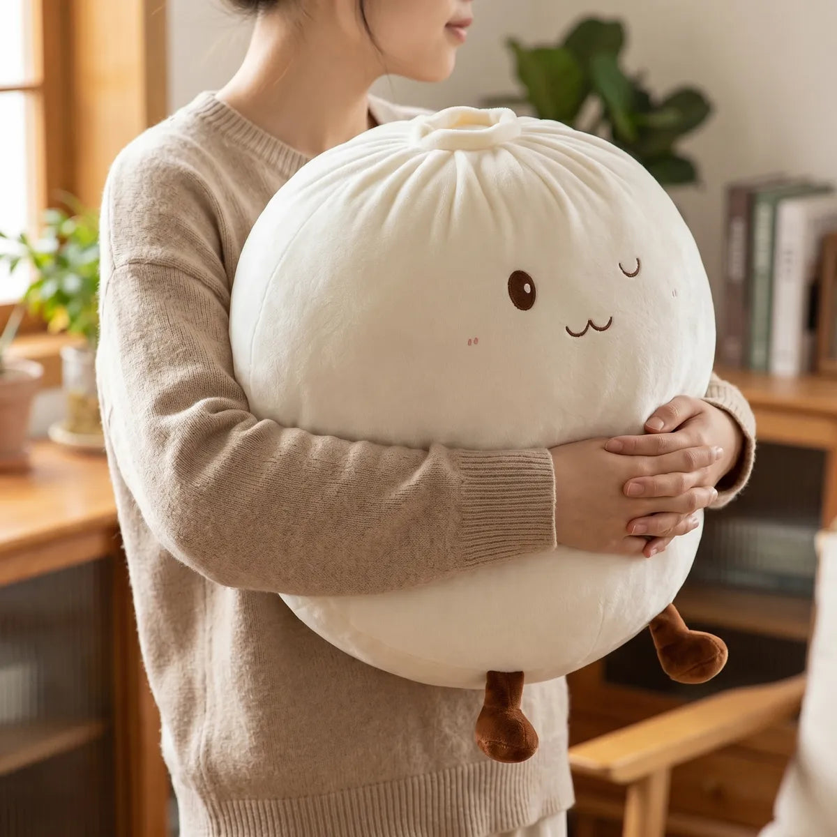 Huggable White Large Dumpling Squishy Toy — squishy dumpling toy