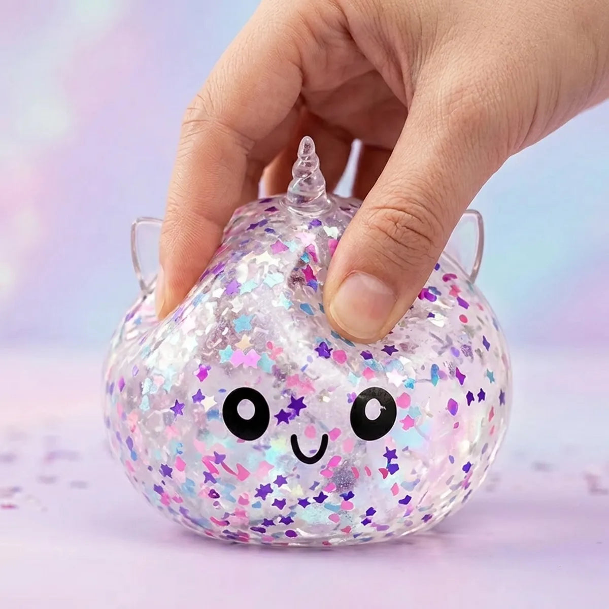 Stardust White Unicorn Sparkle Dumpling Squishy — squishy dumpling toy
