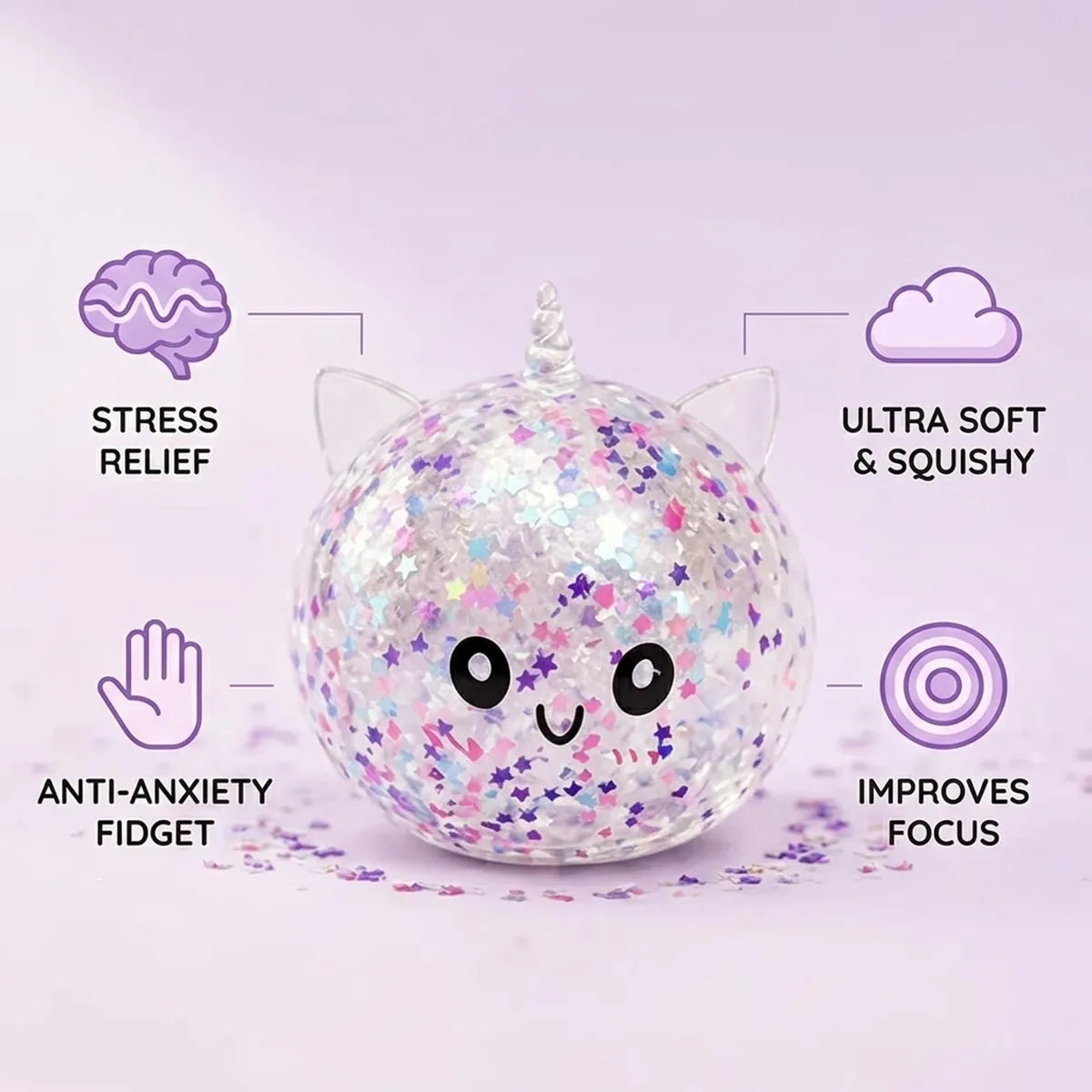 Stardust White Unicorn Sparkle Dumpling Squishy — squishy dumpling toy