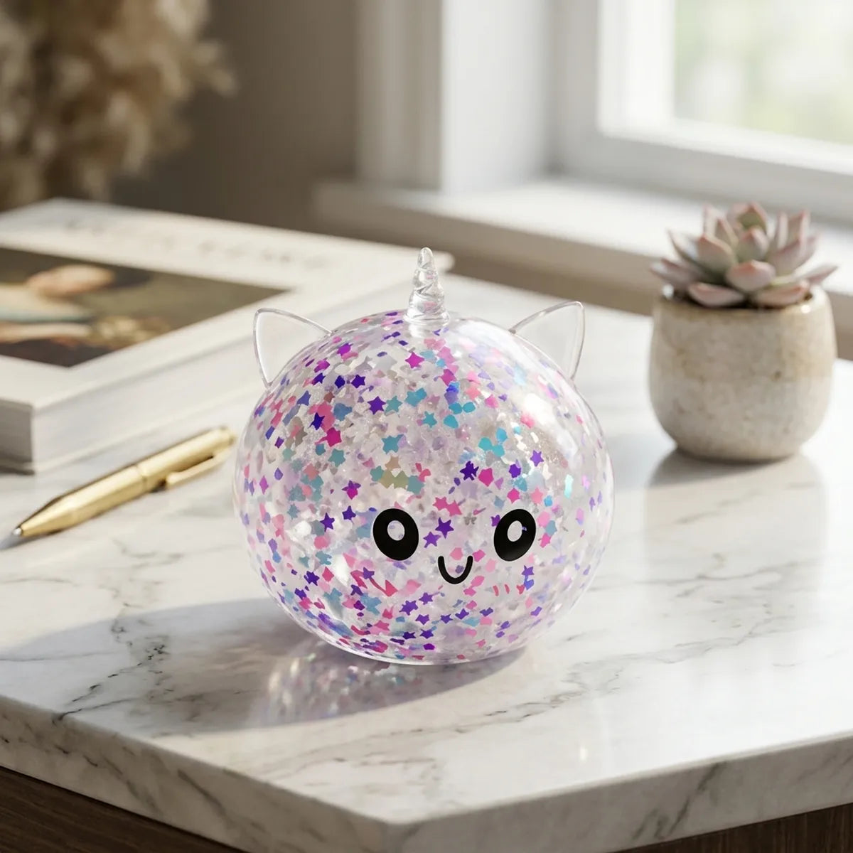 Stardust White Unicorn Sparkle Dumpling Squishy — squishy dumpling toy